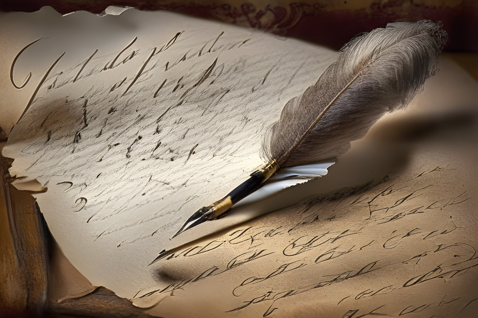 writing using a quill and paper