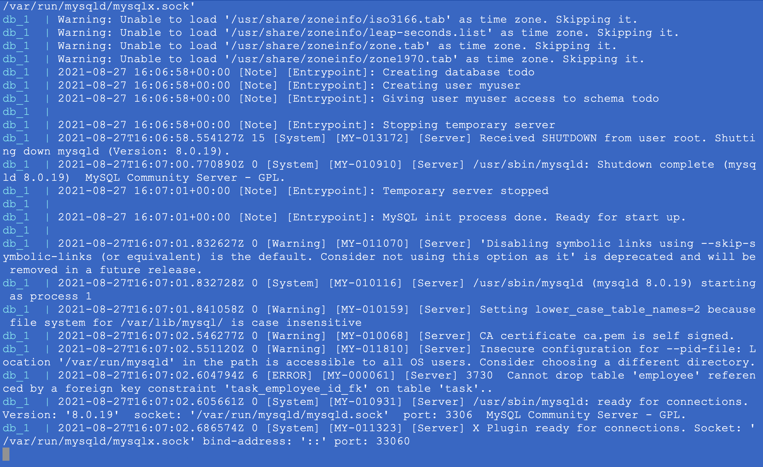 MySQL server is ready