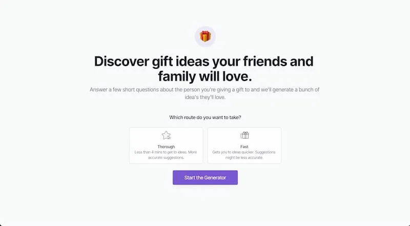 Give Me Gift Ideas home page