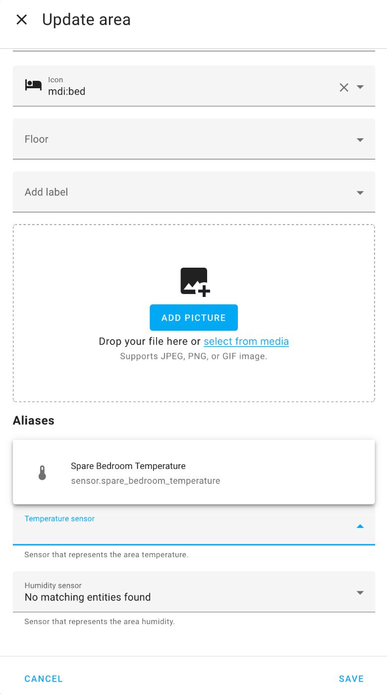 Choose the area's newly-defined temperature sensor