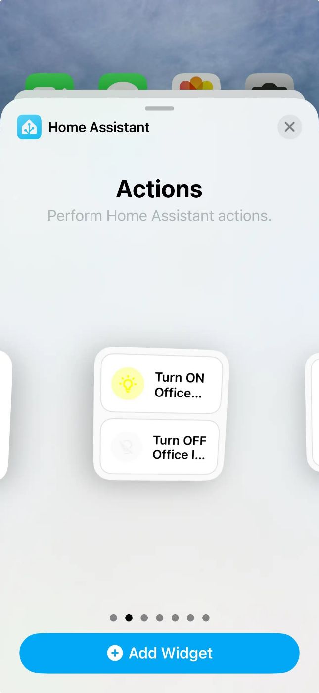 Adding a widget to the iPhone, featuring the previously created action(s)