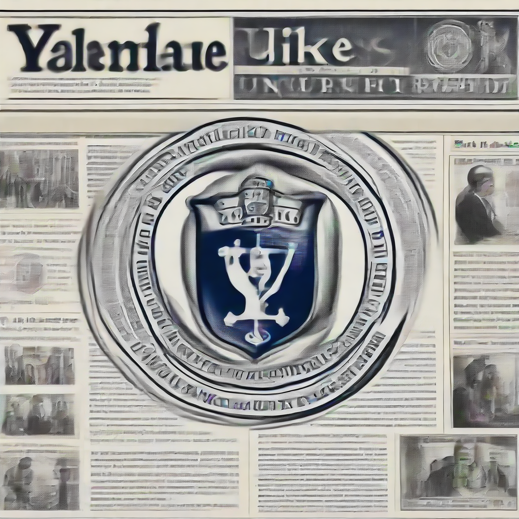 yale university seal on a youtube video, showing like like/comment social icons and traditional media newspaper headlines