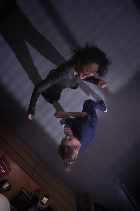 Meredith and Cristina from Grey's Anatomy dancing it out