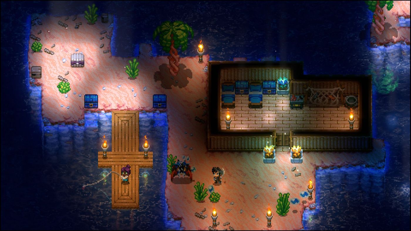 Fishing underground in Core Keeper.