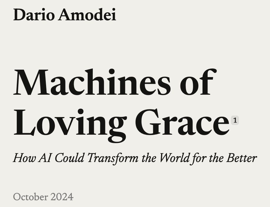 Anthropic' CEO article with the vision for AI