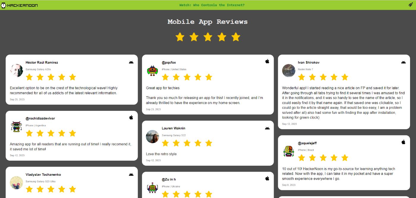 HackerNoon Mobile App Reviews