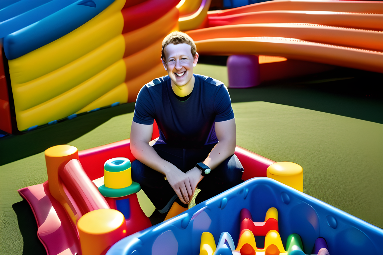 zuckerberg hoarding toys in a playground